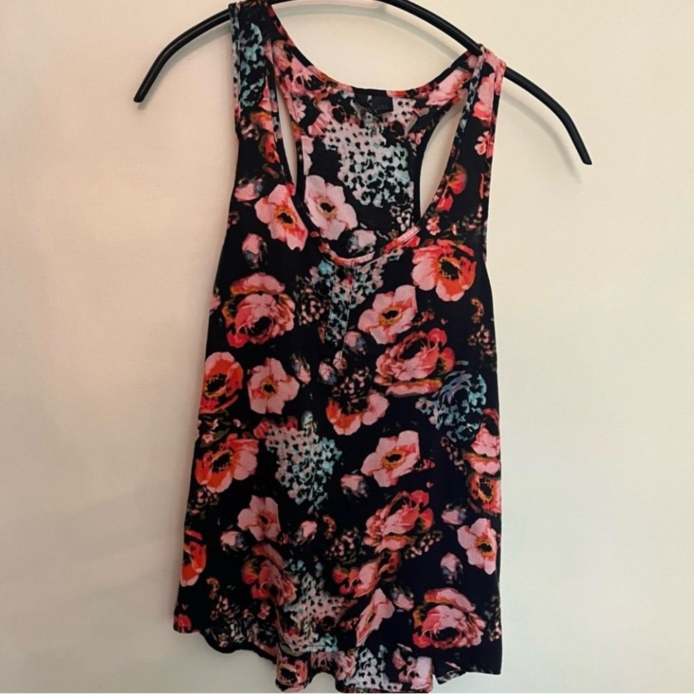 Hi low floral racerback tank top size 10